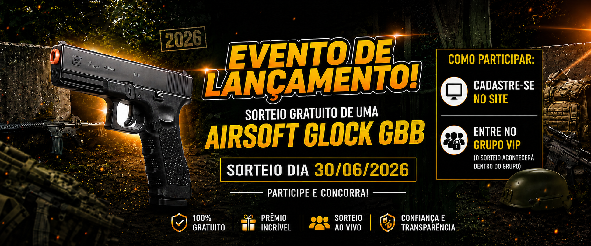Sorteio Gratuito — Pistola GBB para membros VIP